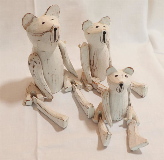 Afbeeldingen van Set van 3 houten muisjes